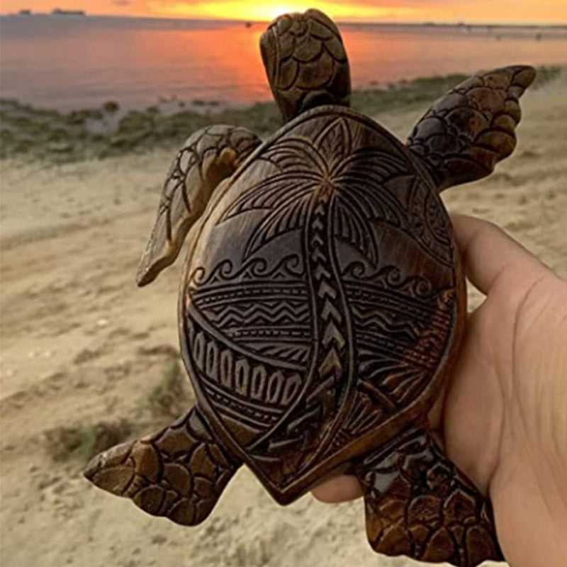 Håndlavet harpiks skildpadde dekoration med dobbelte skildpadder, symboliserer lang levetid og held i hjemmet og haven.