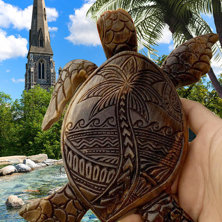 Håndlavet harpiks skildpadde dekoration med dobbelte skildpadder, symboliserer lang levetid og held i hjemmet og haven.