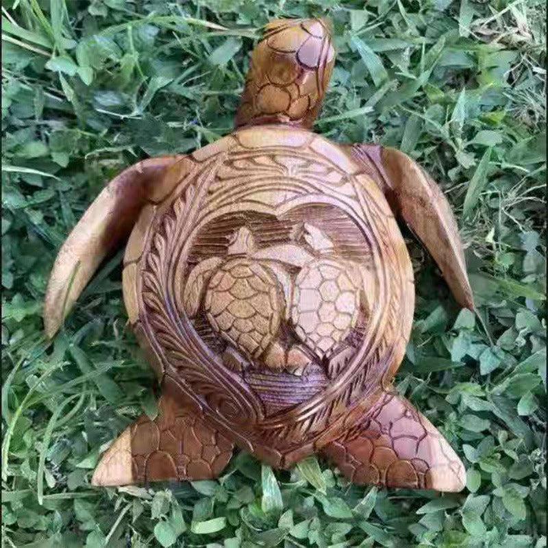 Håndlavet harpiks skildpadde dekoration med dobbelte skildpadder, symboliserer lang levetid og held i hjemmet og haven.