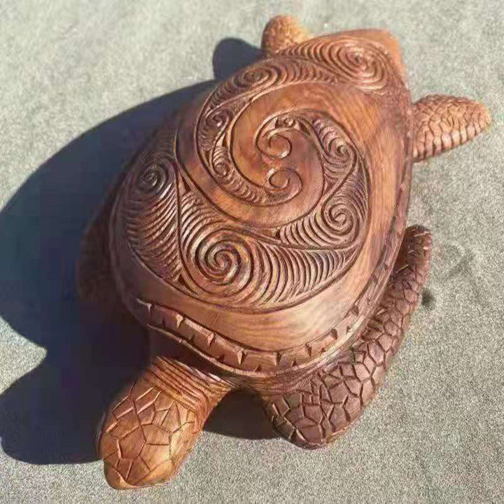 Håndlavet harpiks skildpadde dekoration med dobbelte skildpadder, symboliserer lang levetid og held i hjemmet og haven.