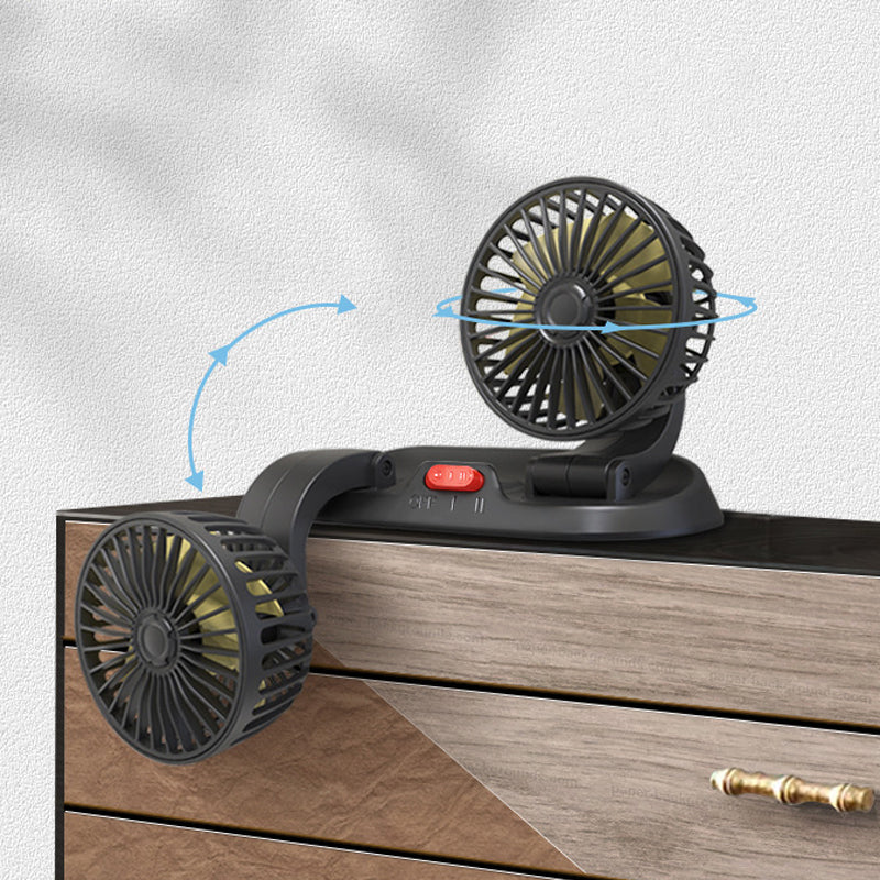 Dobbelt bilventilator 12V/24V, justerbar og kompakt, giver effektiv køling under kørslen.