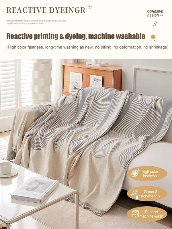 "Kaksipuolinen chenille sohvanpäällinen, beige, harmaa, vihreä, pehmeä ja tyylikäs kodin sisustukseen."