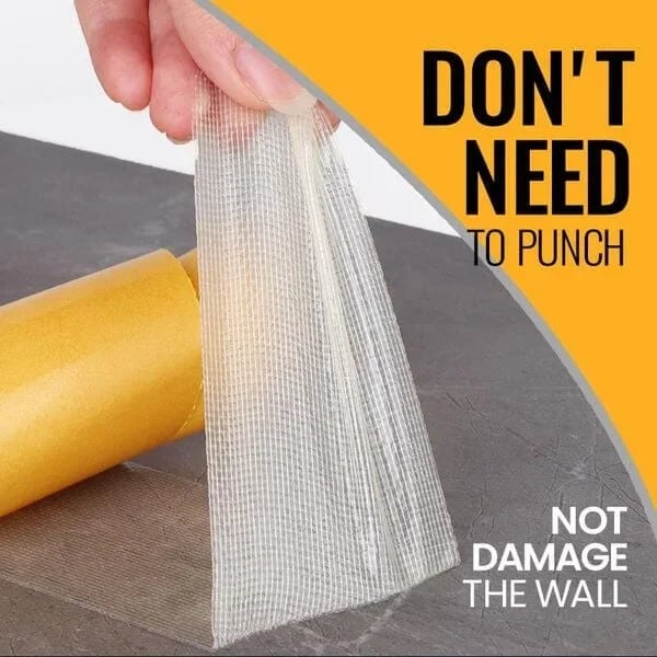 "Kaksipuolinen harsokuituteippi, läpinäkyvä, helppo leikata, käytettävä kodin askareisiin asennukseen ja kiinnitykseen."