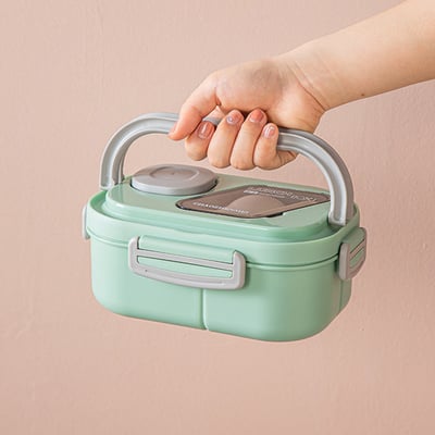 Kannettava BPA-vapaa miesten lounasrasia, tyylikäs design, saatavilla eri väreissä, mukana lusikka ja haarukka.
