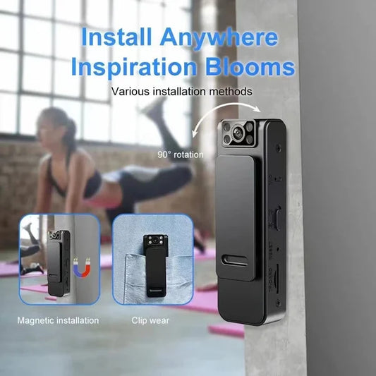 "Kannettava HD1080P mini kamera, pieni, huomaamaton, laajakulma 130°, yönäkö, monikulmainen kuvaus, täydellinen matkakumppani