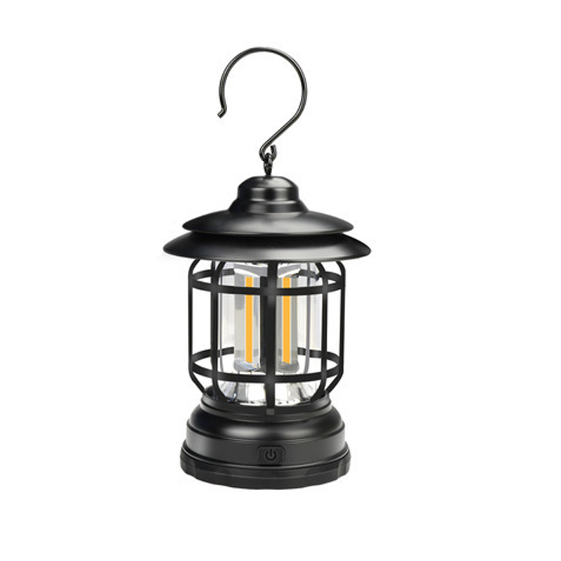 Bærbar LED retro-lampe til udendørs brug, enkelt retrodesign, vandtæt konstruktion, magnetisk fastgørelse, 360° belysning.