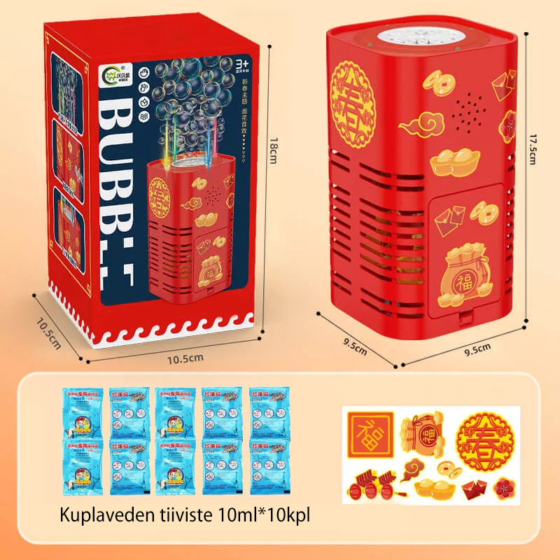 Bærbar fyrværkeri boblemaskine, der producerer farverige bobler, til børn og voksne, med 20 huller.