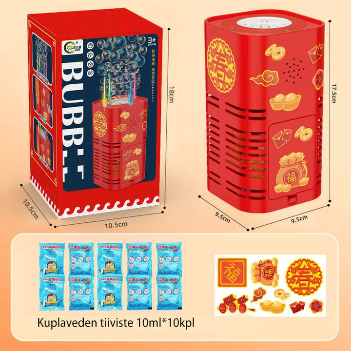 Bærbar fyrværkeri boblemaskine, der producerer farverige bobler, til børn og voksne, med 20 huller.