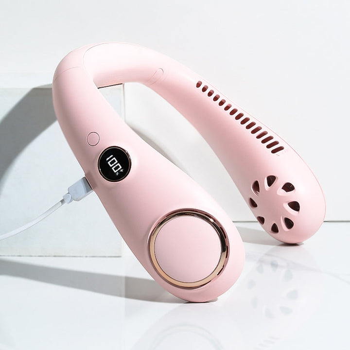 Kannettava kaulatuuletin useissa väreissä; tyylikäs muotoilu, useita säätöjä, viilentää tehokkaasti kesällä, gadget.