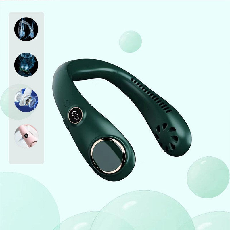 Kannettava kaulatuuletin useissa väreissä; tyylikäs muotoilu, useita säätöjä, viilentää tehokkaasti kesällä, gadget.