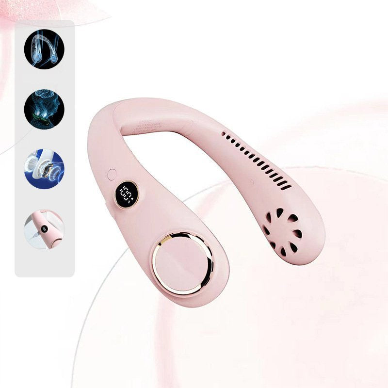 Kannettava kaulatuuletin useissa väreissä; tyylikäs muotoilu, useita säätöjä, viilentää tehokkaasti kesällä, gadget.