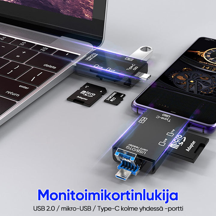 Bærbar holdbar dataoverføringsenhed, hvid/sort, kompakt og let, opdateret ergonomisk design, teknologigadget.