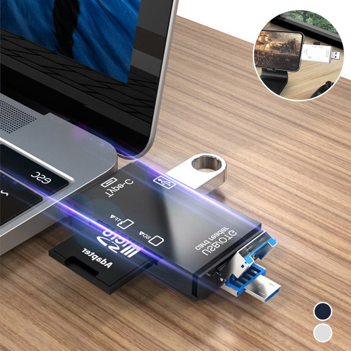 Bærbar holdbar dataoverføringsenhed, hvid/sort, kompakt og let, opdateret ergonomisk design, teknologigadget.