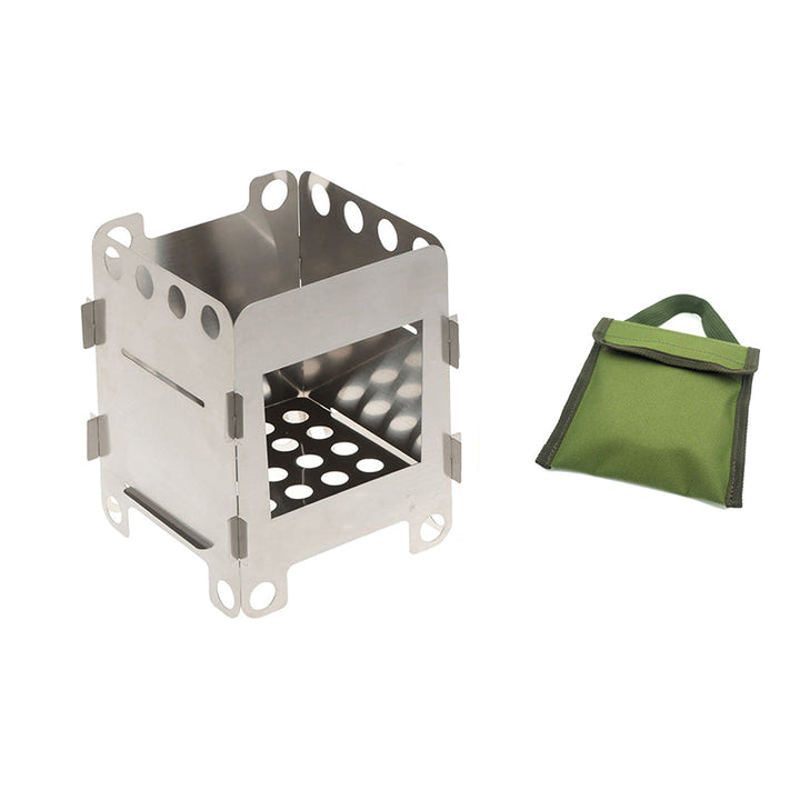 Bærbar kompakt BBQ-sæt til udendørs brug, rustfrit stål, velegnet til rygsækrejser og picnics, lommeformat design.