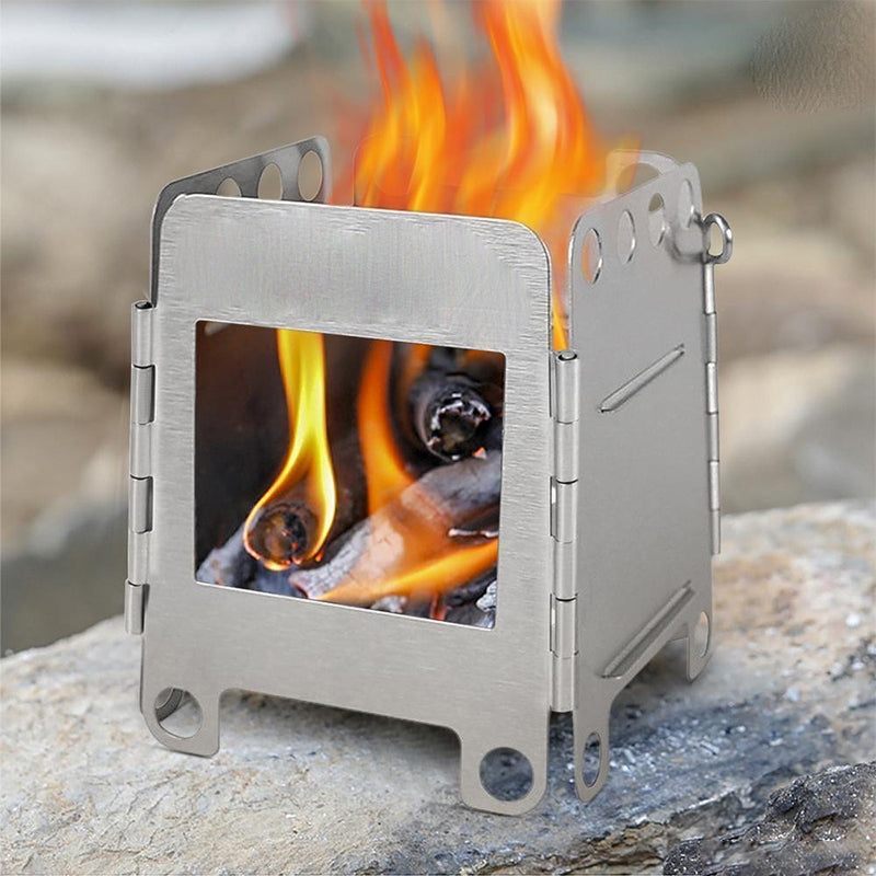 Bærbar kompakt BBQ-sæt til udendørs brug, rustfrit stål, velegnet til rygsækrejser og picnics, lommeformat design.