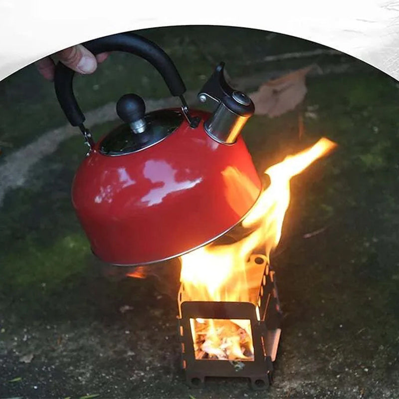 Bærbar kompakt BBQ-sæt til udendørs brug, rustfrit stål, velegnet til rygsækrejser og picnics, lommeformat design.
