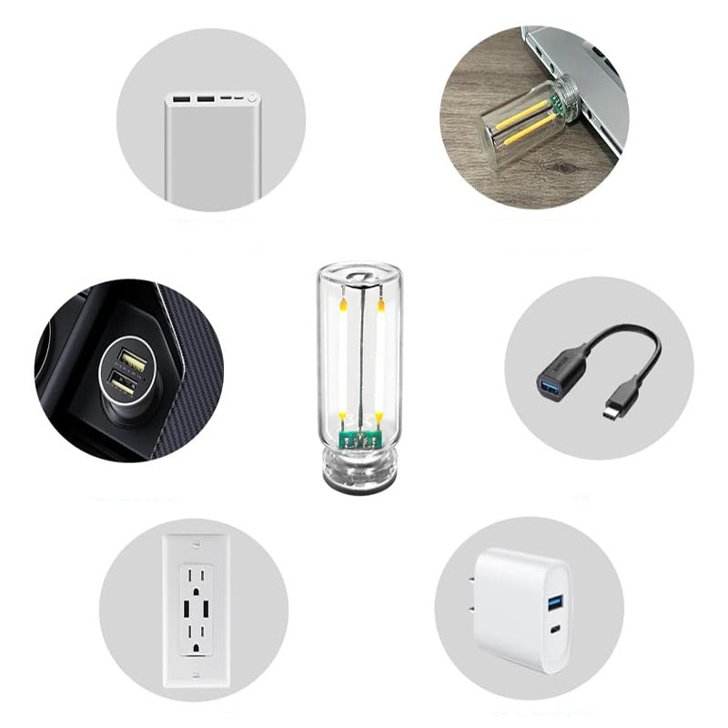 Bærbar LED Glas Natlampe med Berøringskontrol, strømlinet design, USB-tilslutning, flerfarvet belysning, brug i soveværelse.