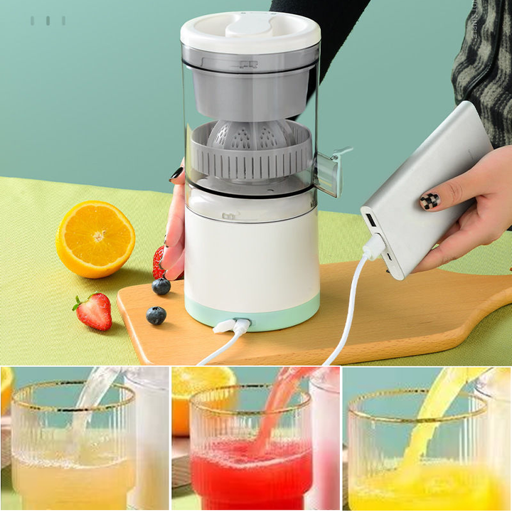 Bærbar trådløs juicer, hvid, USB-opladelig, til frugt og grønt. Kompakt, effektiv, BPA-fri.