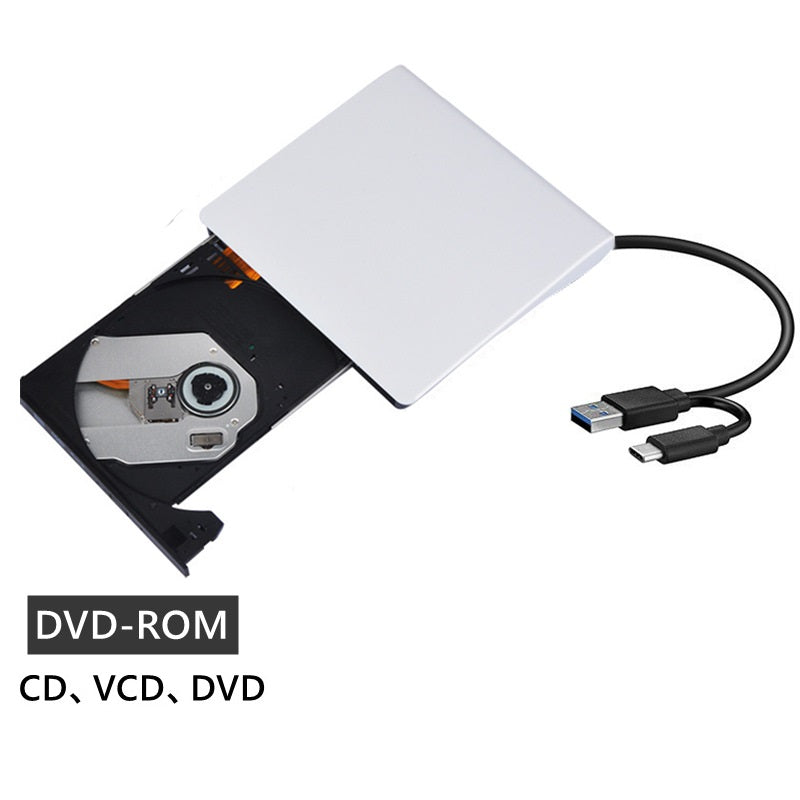 Kannettava ulkoinen CD DVD-asema, musta tai valkoinen. Tyylikäs ja kompakti design. Helppokäyttöinen plug and play -ominaisuu