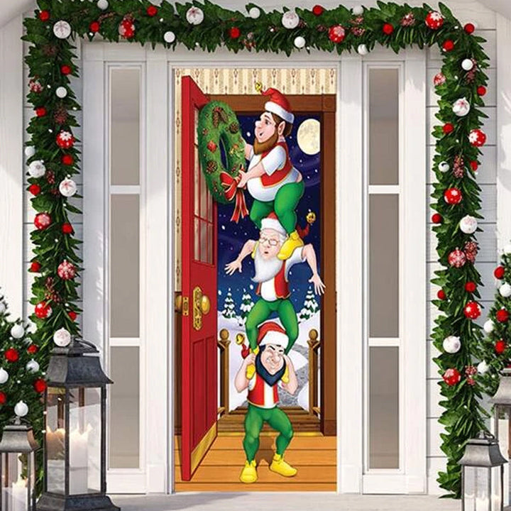 Nightmare Before Christmas yddekoration i kantarelfave, lavet af polyester til hoveddøren, ideel til jul og holdbar brug.