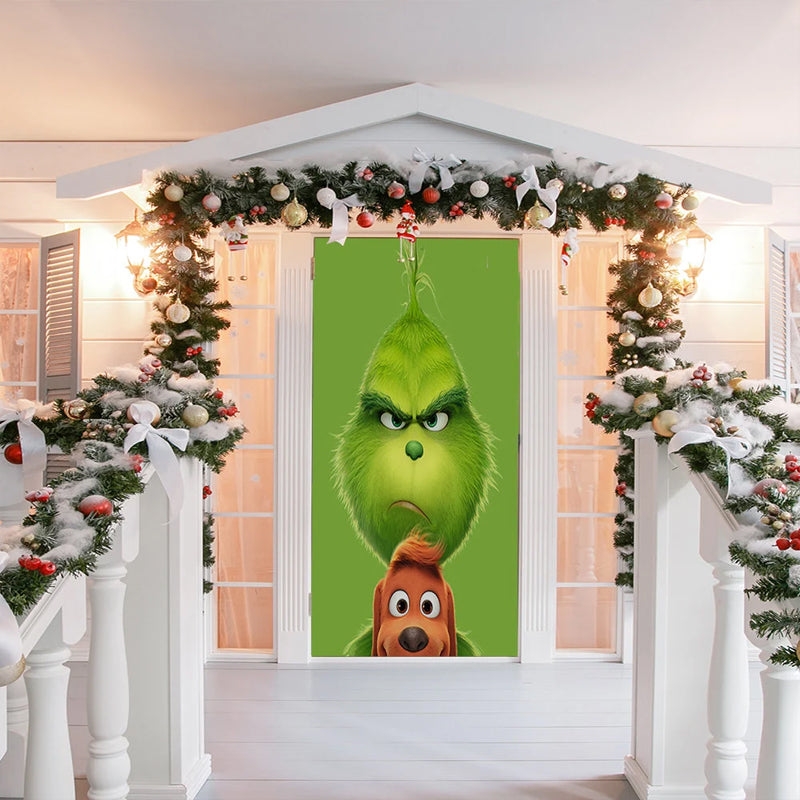 Nightmare Before Christmas yddekoration i kantarelfave, lavet af polyester til hoveddøren, ideel til jul og holdbar brug.