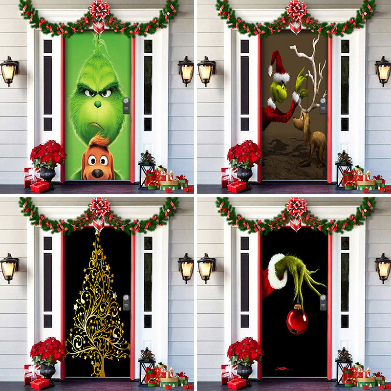 Nightmare Before Christmas yddekoration i kantarelfave, lavet af polyester til hoveddøren, ideel til jul og holdbar brug.