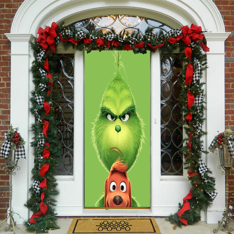 Nightmare Before Christmas yddekoration i kantarelfave, lavet af polyester til hoveddøren, ideel til jul og holdbar brug.