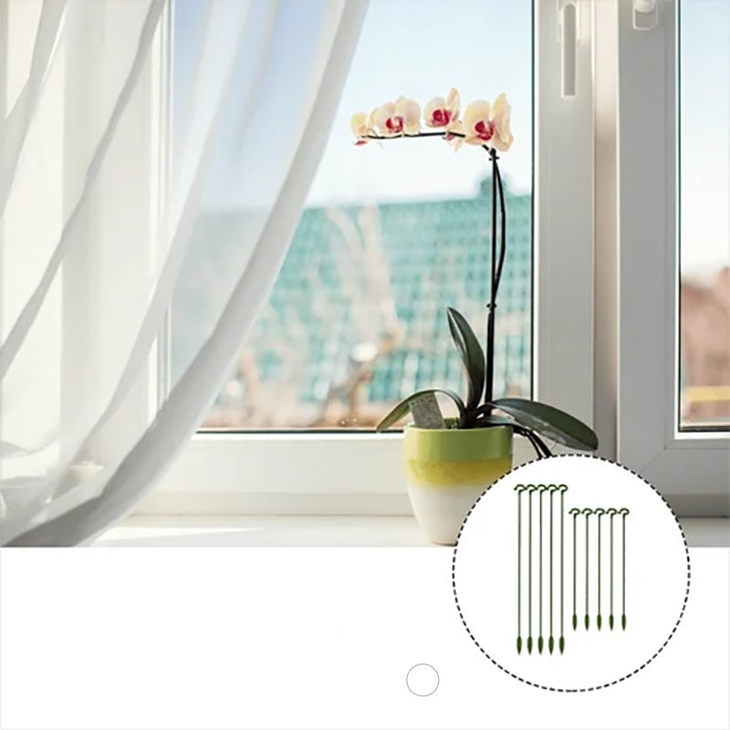 Plantestøtte med ring, stærk grøn stål, havestøtte sæt, 10 stk, hjælper planter med at stå lige.