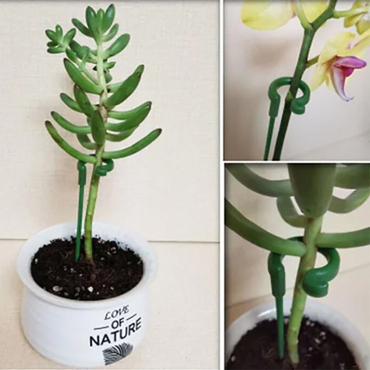 Plantestøtte med ring, stærk grøn stål, havestøtte sæt, 10 stk, hjælper planter med at stå lige.