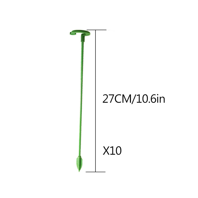 Plantestøtte med ring, stærk grøn stål, havestøtte sæt, 10 stk, hjælper planter med at stå lige.
