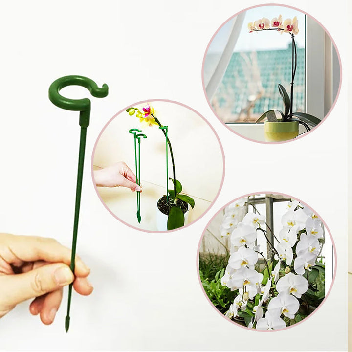 Plantestøtte med ring, stærk grøn stål, havestøtte sæt, 10 stk, hjælper planter med at stå lige.