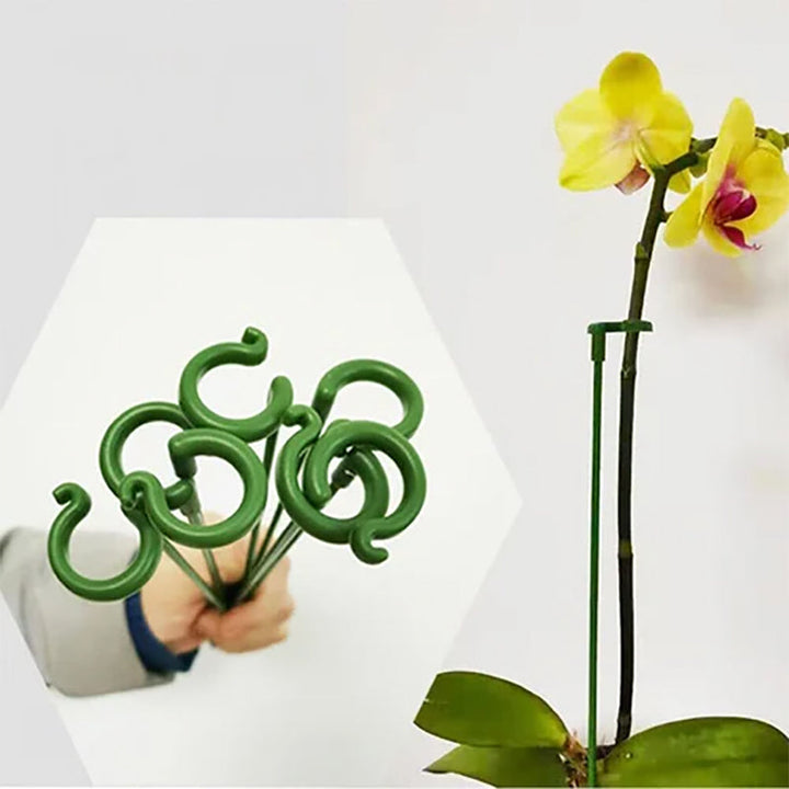 Plantestøtte med ring, stærk grøn stål, havestøtte sæt, 10 stk, hjælper planter med at stå lige.