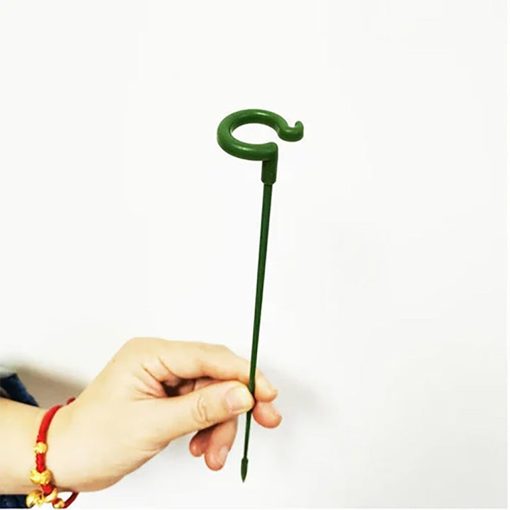 Plantestøtte med ring, stærk grøn stål, havestøtte sæt, 10 stk, hjælper planter med at stå lige.