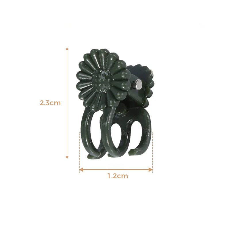 Planteholdere 14x15mm, let plast, understøtter blomsterstængler, grøn farve, velegnet til orkideer og stueplanter.