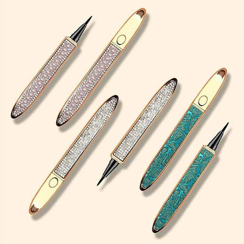 Kaunis timanttinen silmänrajauskynä kultaisilla yksityiskohdilla, vedenkestävä eyeliner naisten meikkiin.