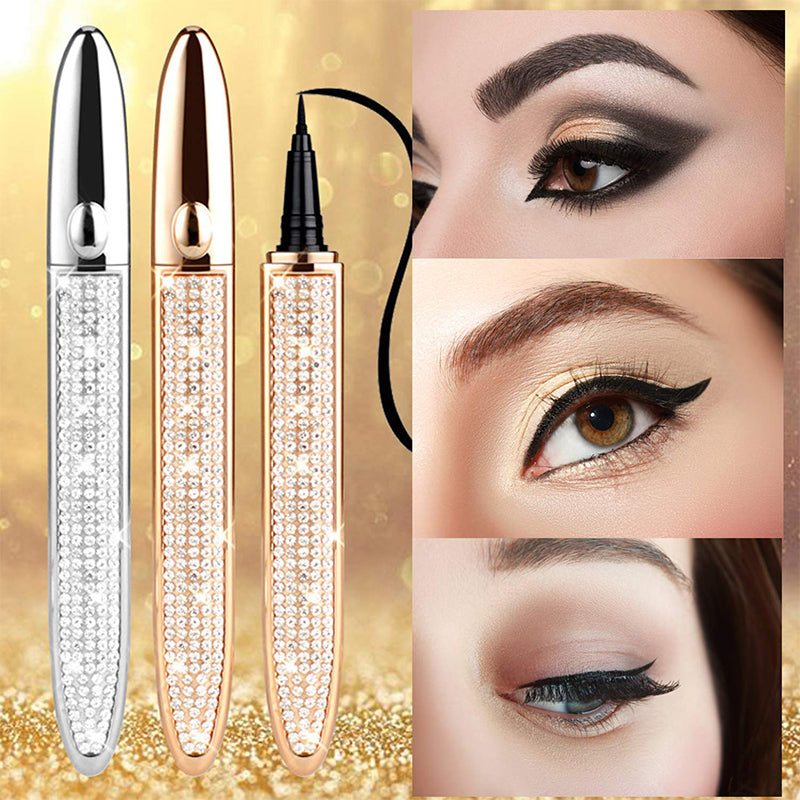 Kaunis timanttinen silmänrajauskynä kultaisilla yksityiskohdilla, vedenkestävä eyeliner naisten meikkiin.