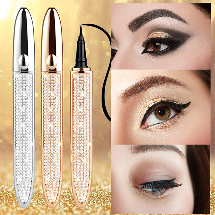 Kaunis timanttinen silmänrajauskynä kultaisilla yksityiskohdilla, vedenkestävä eyeliner naisten meikkiin.