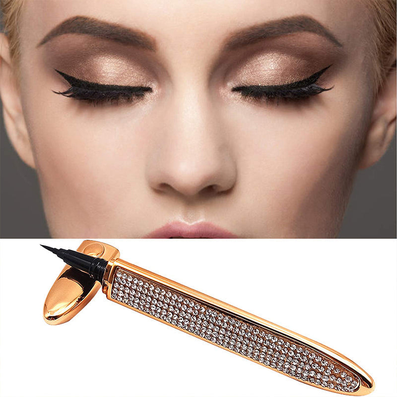 Kaunis timanttinen silmänrajauskynä kultaisilla yksityiskohdilla, vedenkestävä eyeliner naisten meikkiin.