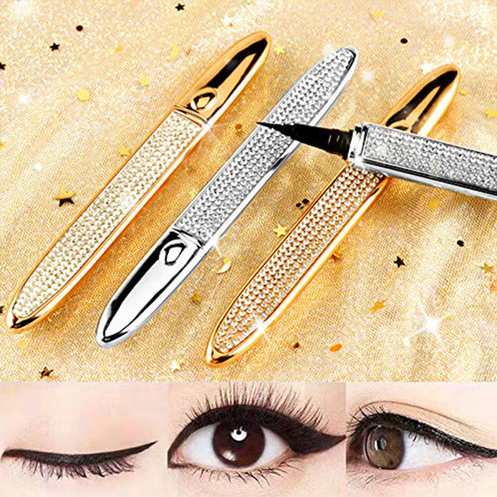 Kaunis timanttinen silmänrajauskynä kultaisilla yksityiskohdilla, vedenkestävä eyeliner naisten meikkiin.