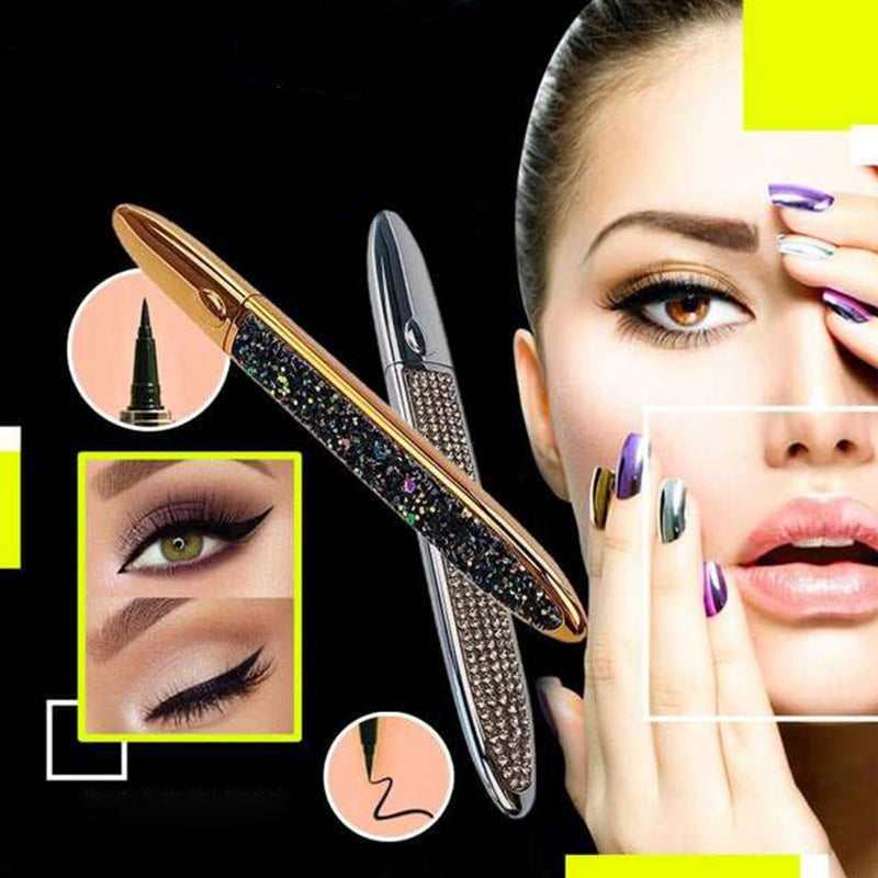 Kaunis timanttinen silmänrajauskynä kultaisilla yksityiskohdilla, vedenkestävä eyeliner naisten meikkiin.