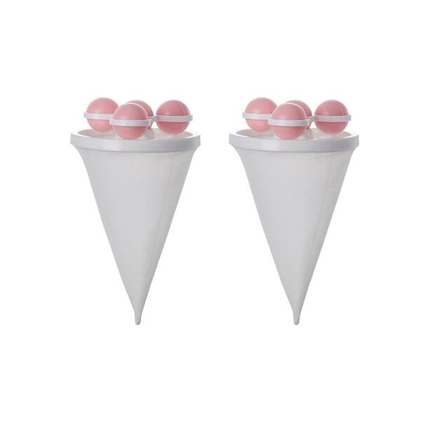 Svømmende filternet til vaskemaskine, lyserøde og blå farver, opsamler hår og snavs, tøjrensning, polyester, 17,5x9,2 cm