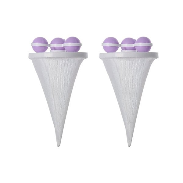 Svømmende filternet til vaskemaskine, lyserøde og blå farver, opsamler hår og snavs, tøjrensning, polyester, 17,5x9,2 cm