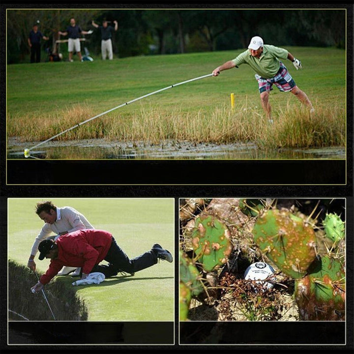 Holdbar gul/hvid golfboldopsamler, teleskopisk stang gør opsamling nem.