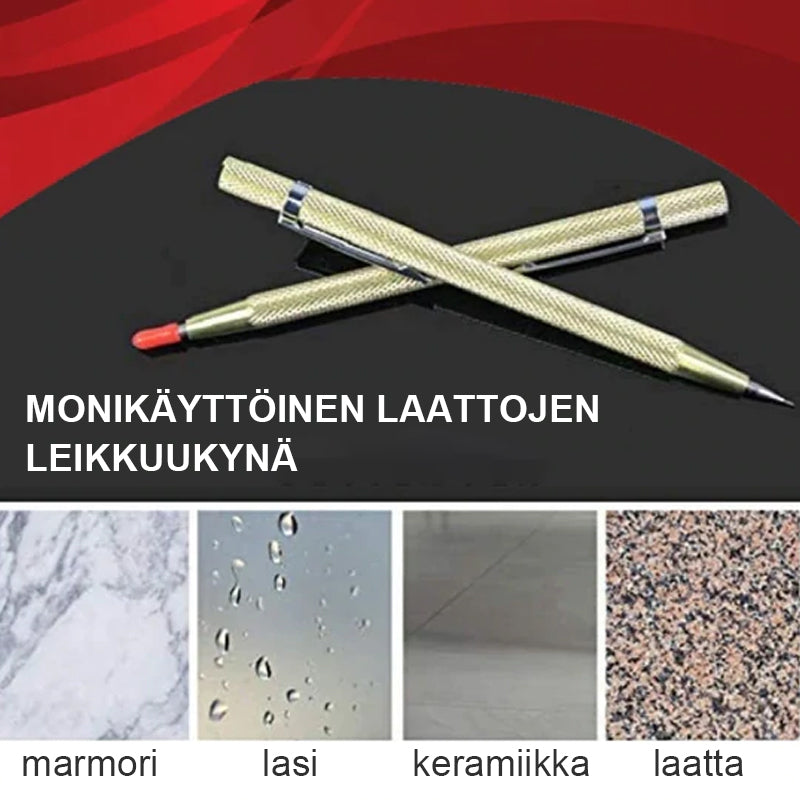 "Keraaminen ja lasileikkuri, kompakti ergonominen muotoilu, volframiteräs terä, sopii keraamisille ja lasipinnoille."