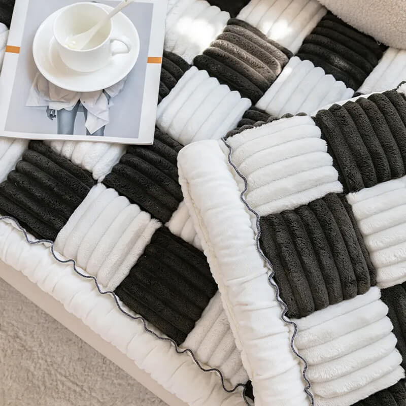 Køkkenfarvet plaid med ternet mønster til kæledyr, ideel til sofa og seng, elegant og holdbart design, kæledyrstilbehør.