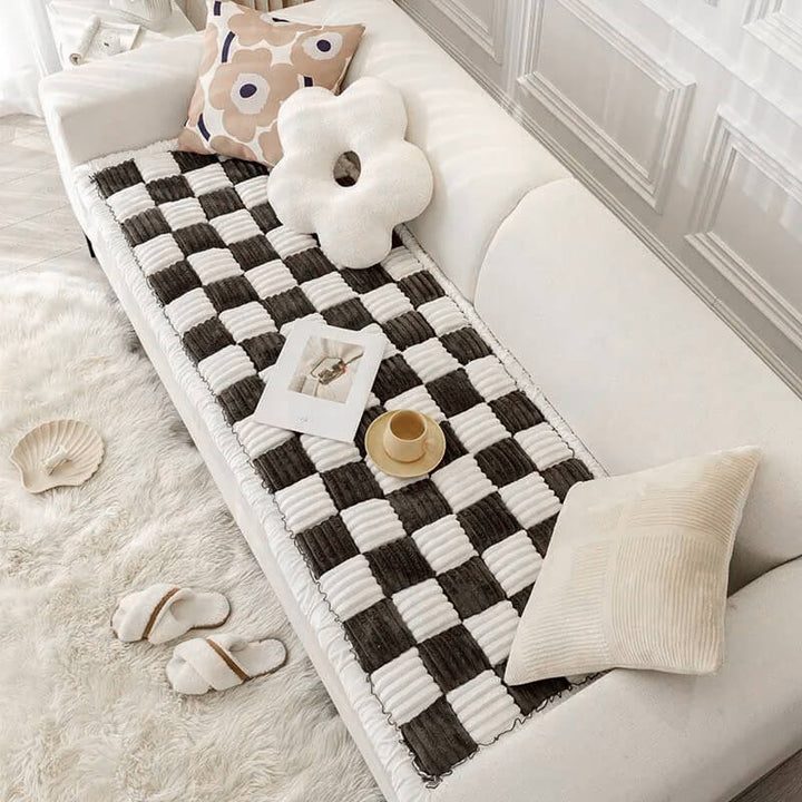 Køkkenfarvet plaid med ternet mønster til kæledyr, ideel til sofa og seng, elegant og holdbart design, kæledyrstilbehør.