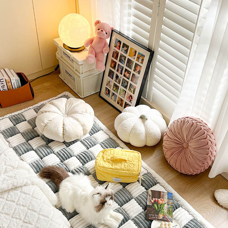 Køkkenfarvet plaid med ternet mønster til kæledyr, ideel til sofa og seng, elegant og holdbart design, kæledyrstilbehør.
