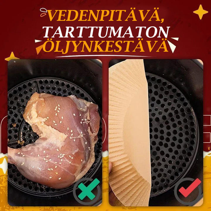 Engangsbrug papirindsats til airfryer og frituregryde, rund form, høj kant, fødevaregodkendt, 50 stk