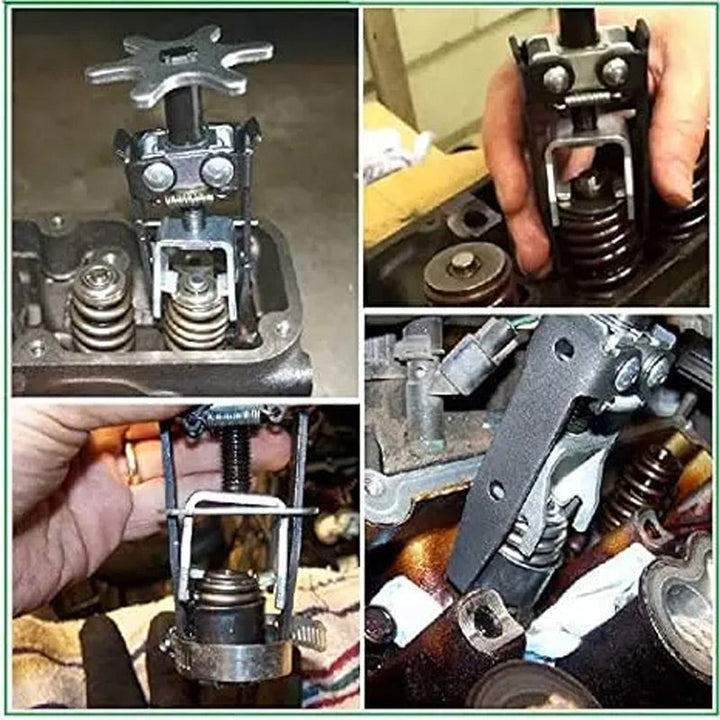 Holdbart, ergonomisk ventilfjederværktøj, sort, krom-vanadium-stål, justerbar kæbekapacitet, bil og værktøj.
