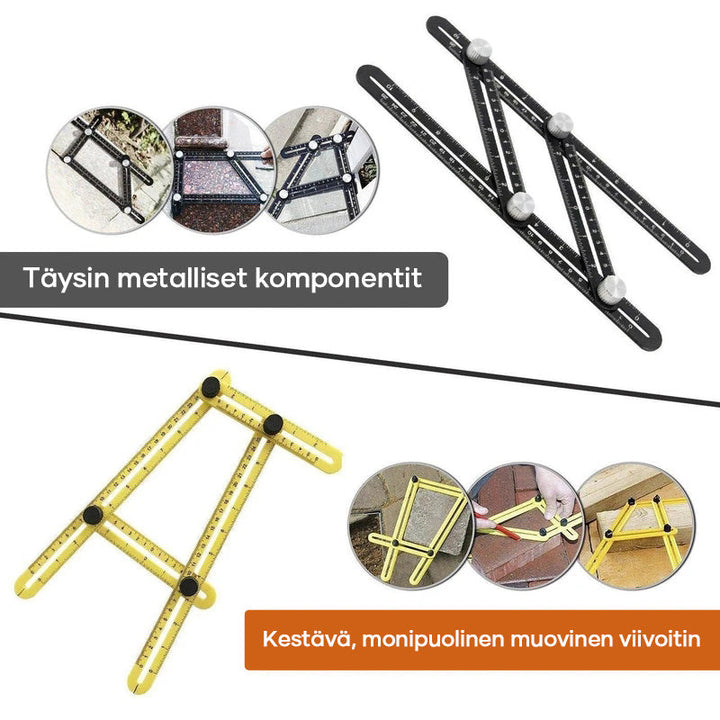 Holdbar vinkelmåler, firsidet mekanisme, præcis vinkelmåling og modelleringsopgaver, glasfiberfyldt nylon